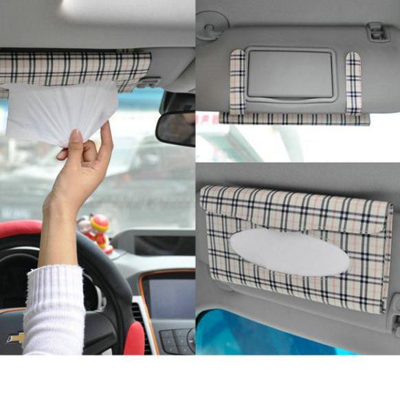 Jual 7KEQ Tissue Box Mobil Burberry di sunvisor mobil motif garis kotak ...