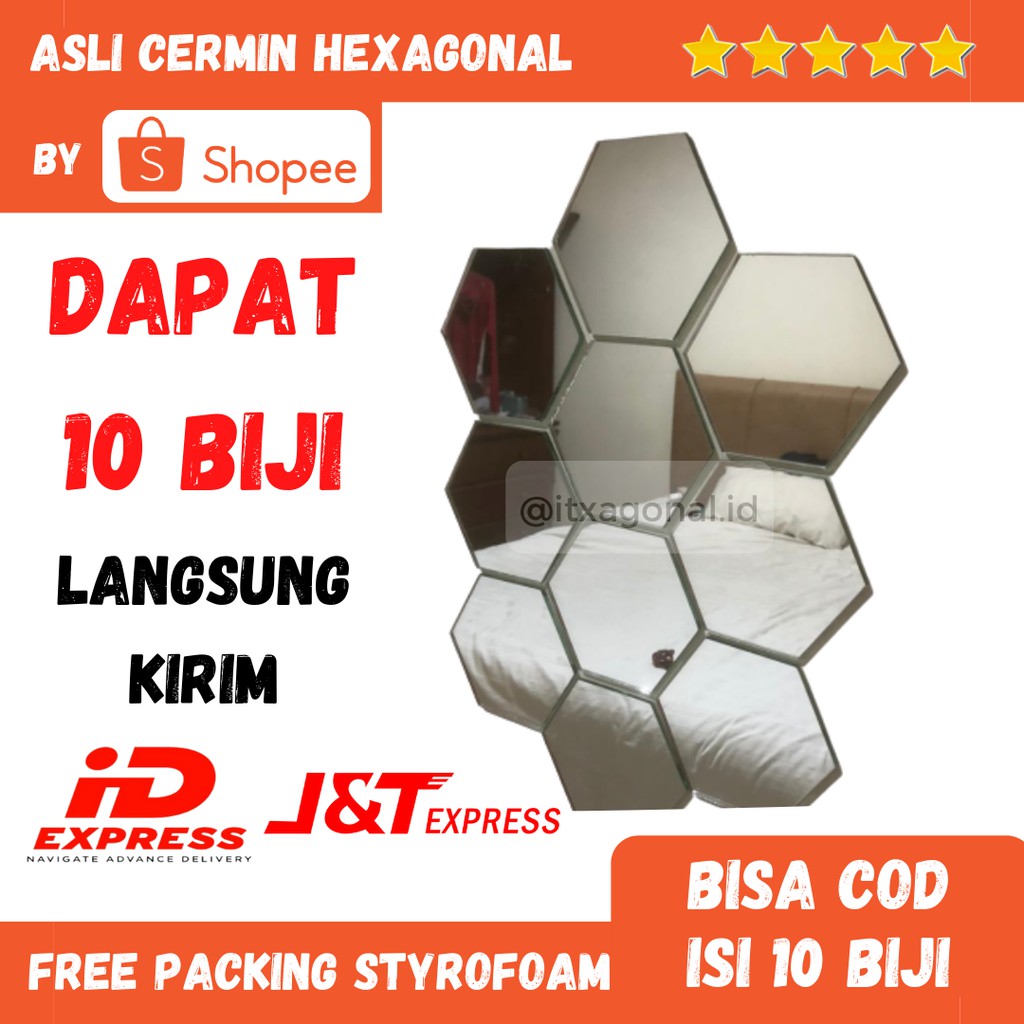 Jual Asli Kaca Cermin Hexagonalkaca Aestheticcermin Aestheticwalpaper Dindingstiker 2449