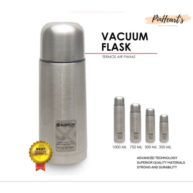 Jual THERMOS STAINLESS SUBRON VACUUM FLASK 1000ML, 750ML, 500ML, 350ML ...