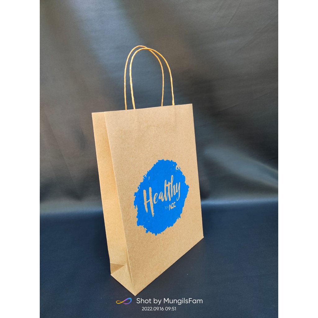 Jual Custom Paperbag Sablon Kertas Kraft Putih Coklat Free Desain Dengan Sablon Paper Bag