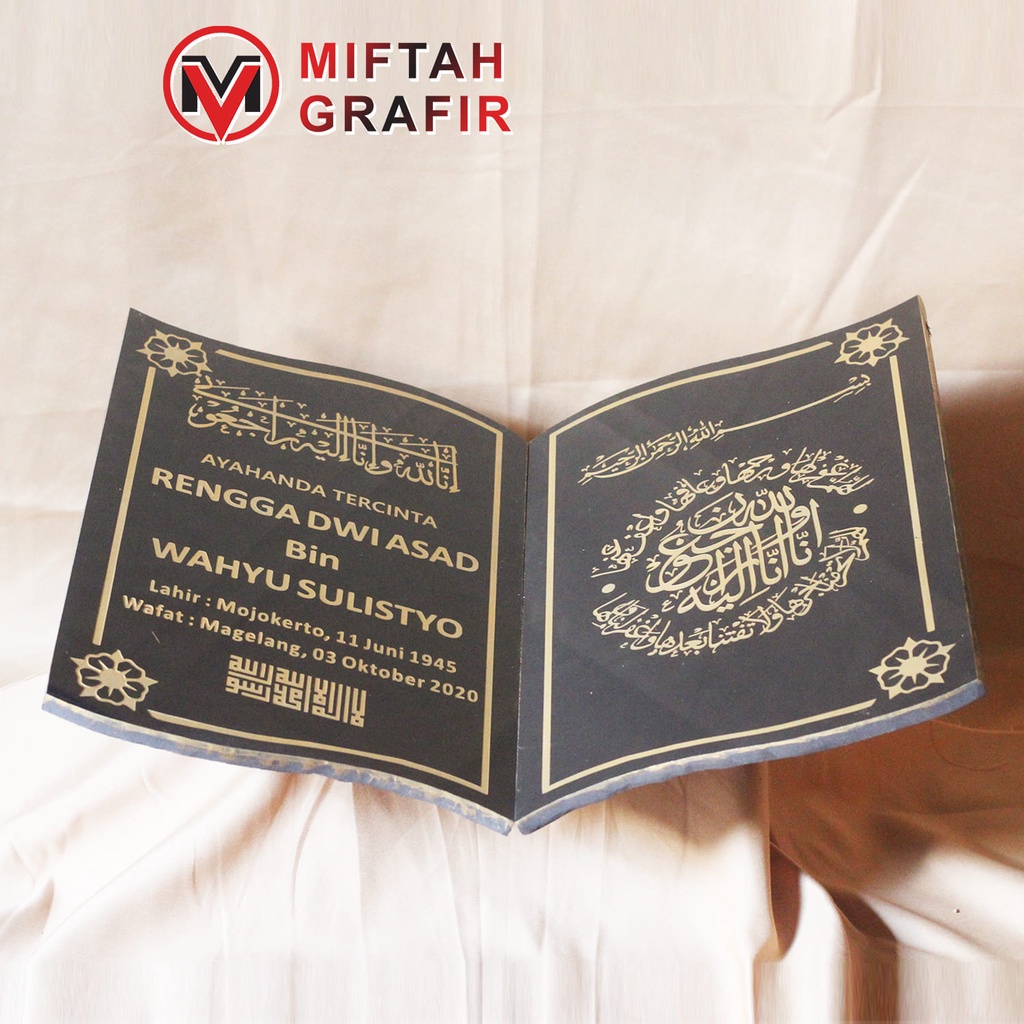 Jual Nama Batu Nisan Model Bentuk Buku Maesan Makam Granit Hitam ...