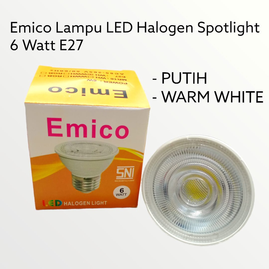 Jual EMICO LAMPU LED HALOGEN COB SPOTLIGHT 6 WATT E27 PUTIH KUNING ...