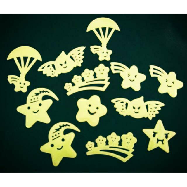 Jual Sticker Glow In The Dark Stiker Fosfor Fluorescent Balon Udara Smile Star Rainbow Angel