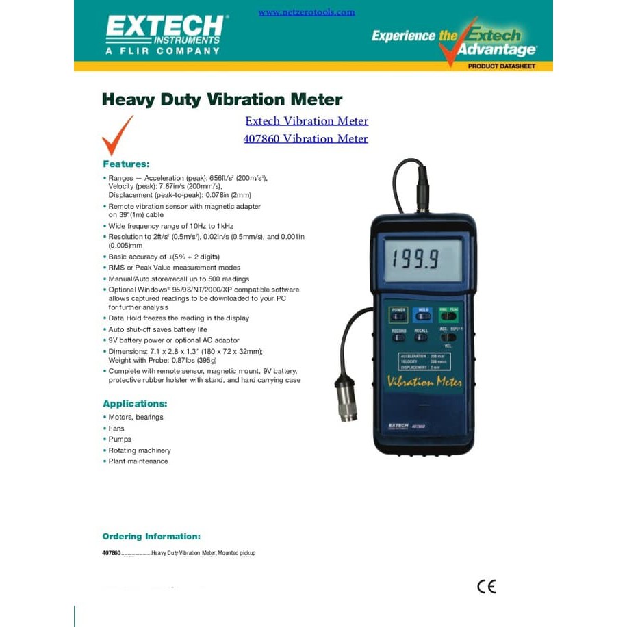 Jual Extech 407860 Heavy Duty Vibration Meter Shopee Indonesia