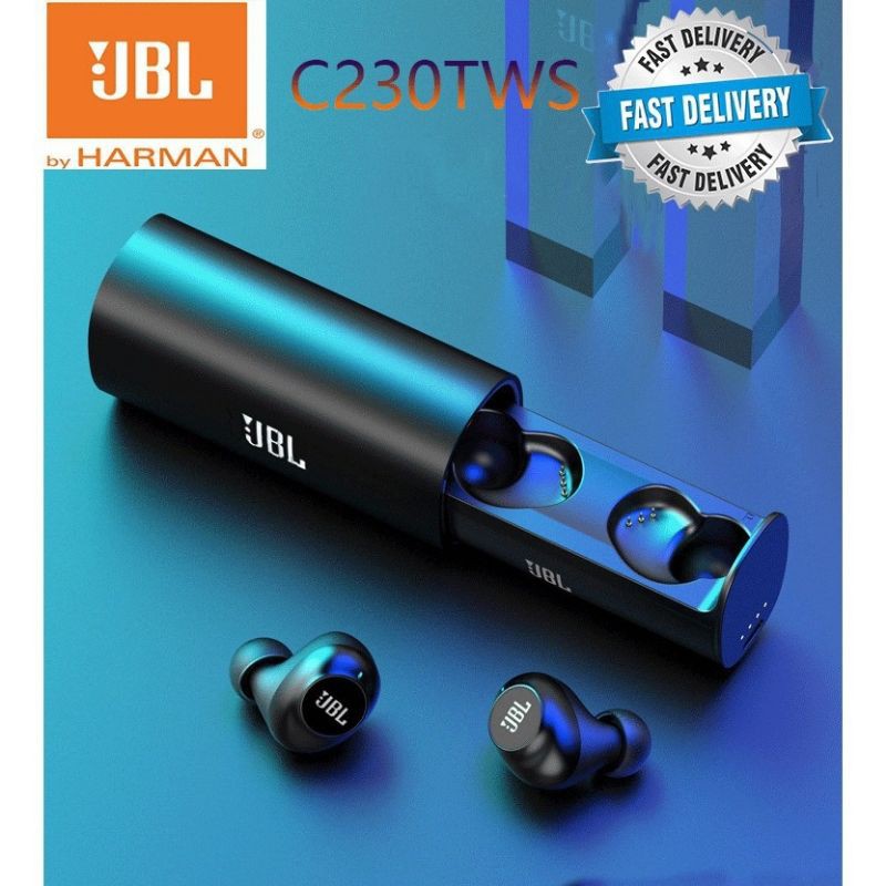 Jual HEADSET BLUETOOTH JBL C230 TWS EARPHONE WIRELESS EARBUDS TOUCH C230 hitam Shopee Indonesia
