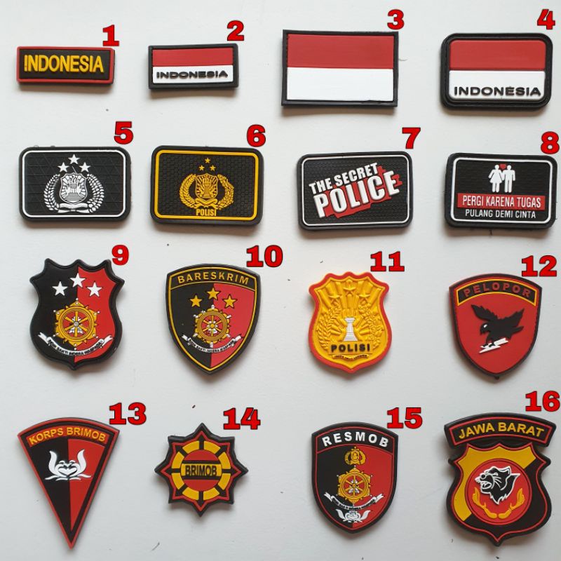 Jual PATCH RUBBER LOGO POLRI/POLISI/POLICE/BRIMOB/BARESKRIM/TEMPELAN ...