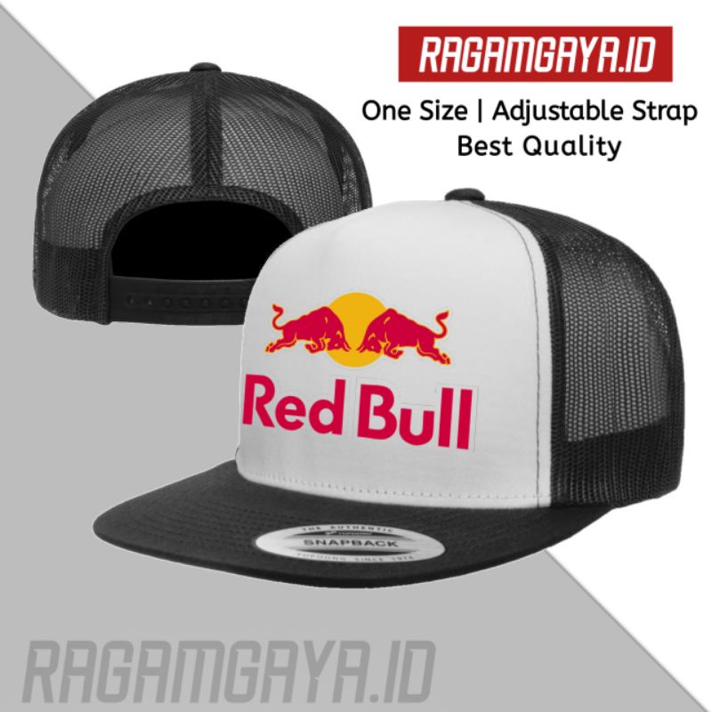 Topi Snapback Trucker Jaring REDBULL RED BULL Topi Racing Topi Distro  Topi Snapback Jaring
