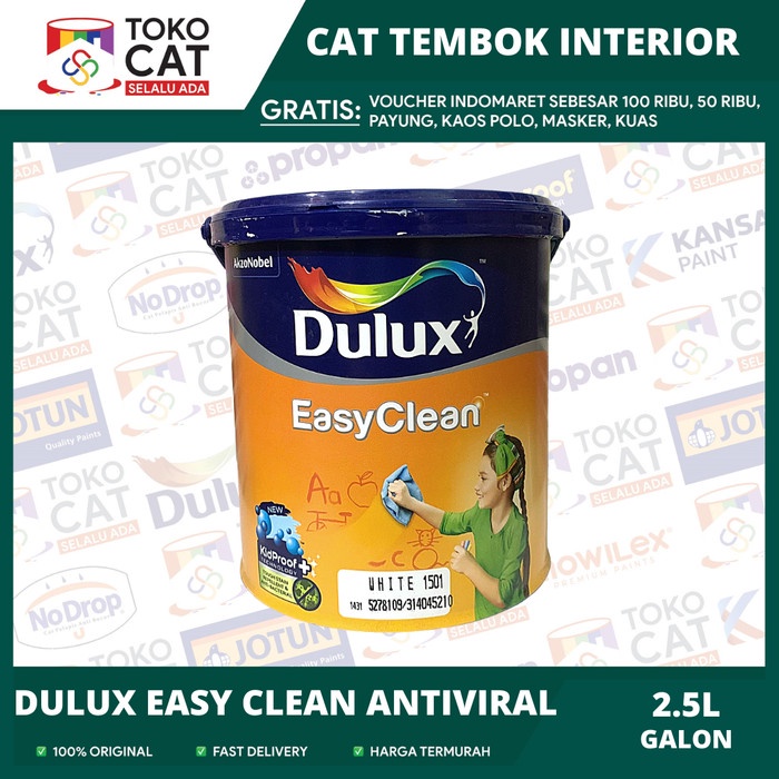 Jual Cat Tembok Interior Dulux Easy Clean Av Warna Brilliant White 25l Gln Shopee Indonesia 9165