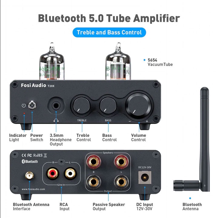 Jual Fosi Audio Bluetooth Tube Amplifier Headphone Amp Stereo 100W