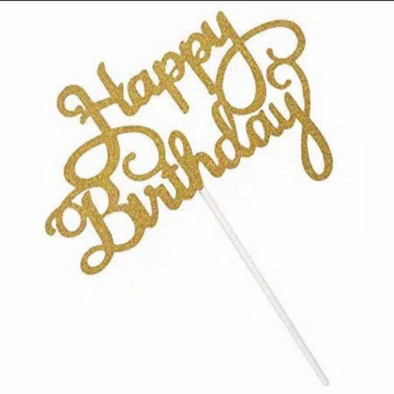 Cake Topper Happy Birthday Glitter Gold