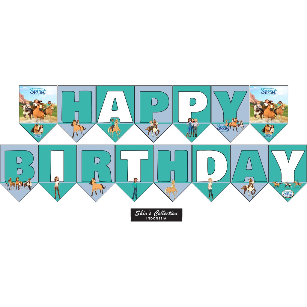 Jual Banner bunting flag happy birthday ulangtahun Spirit Riding Free ...