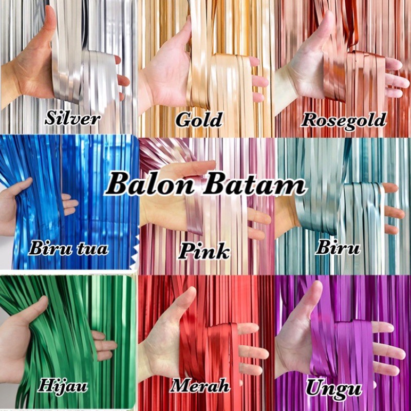 Jual Tirai Foil Chrome / Doff Rumbai Backdrop 2x1meter | Shopee Indonesia