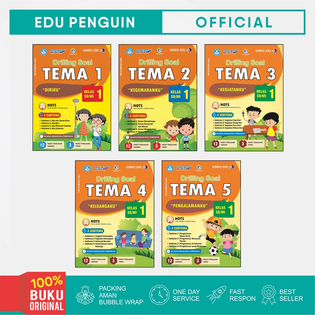 Jual Buku Ulangan SD Drilling Soal Tematik Kelas 1 SD / MI Tema 1 2 3 4 ...
