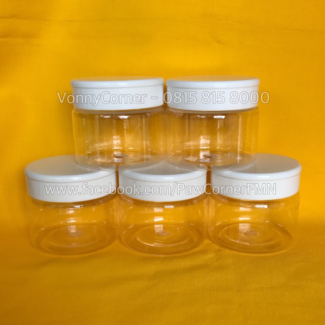 Jual Toples Kemasan PET Jar Pot Container Plastik Bening Tutup Putih ...