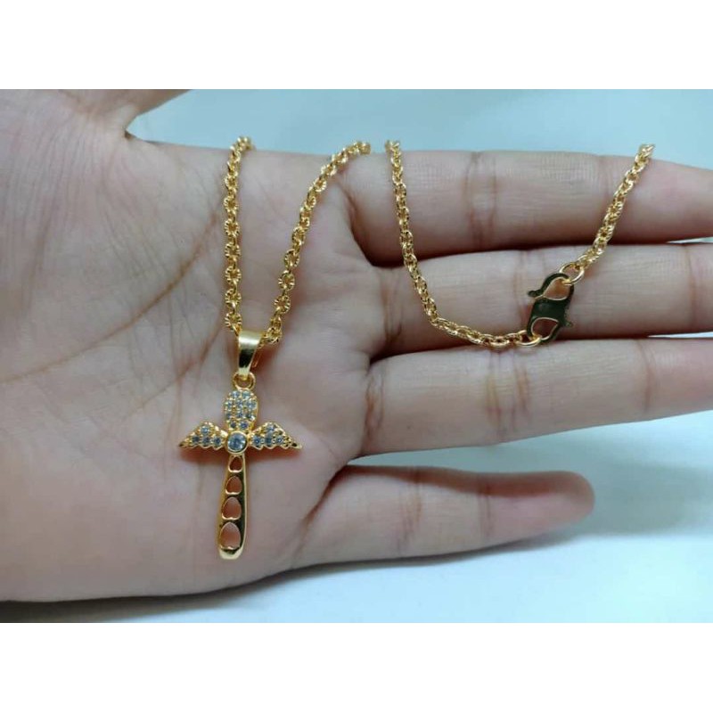 Jual Ncff Kalung Set Liontin Salib Perhiasan Rohani Kristen Katolik