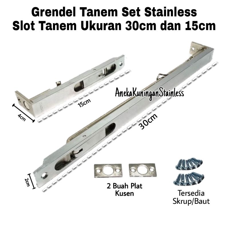 Jual Grendel Tanam Slot Pintu Tanam Ukuran Cm Dan Cm Shopee Indonesia