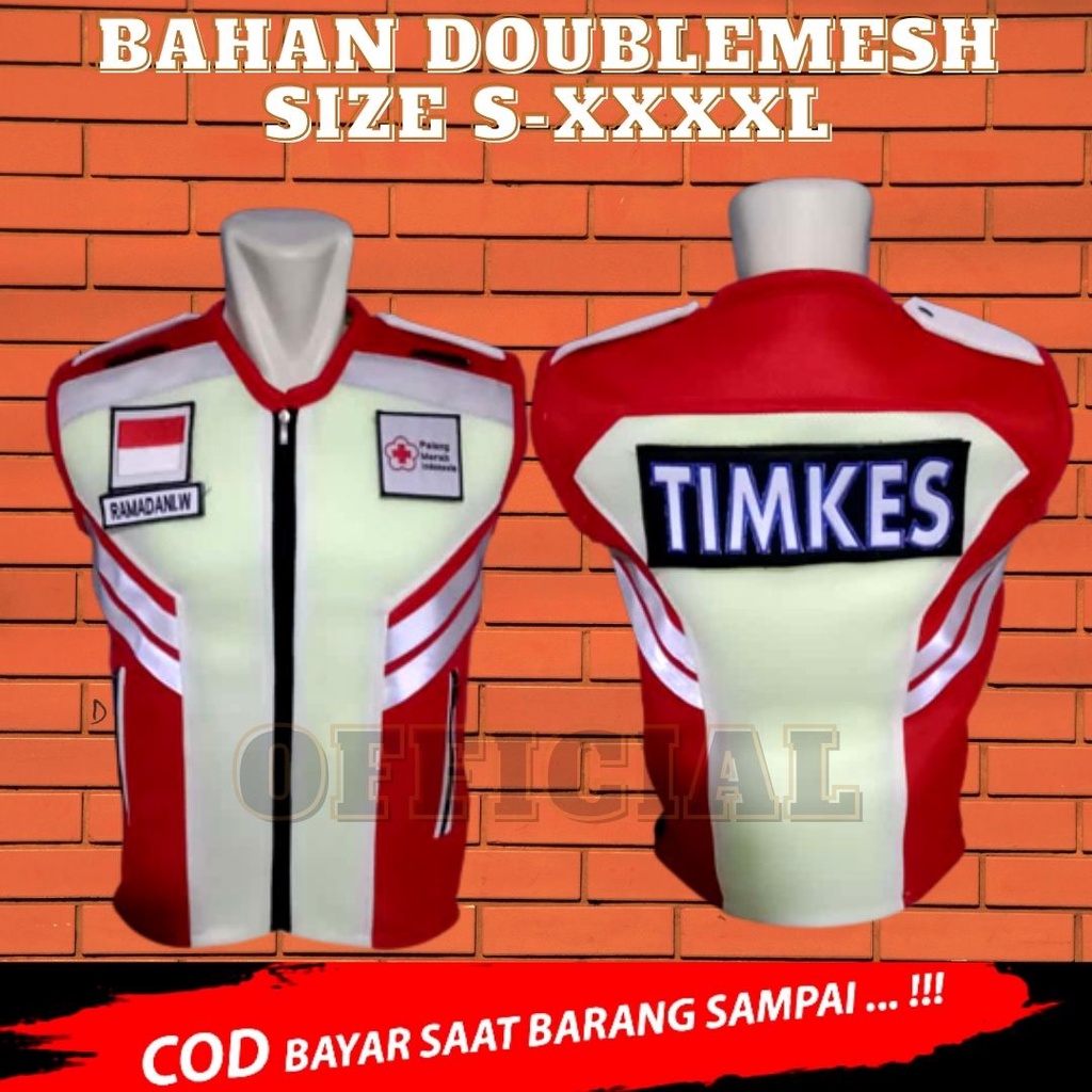 Jual Rompi Pmi Rompi Kesehatan Rompi Pmi Merah Doublemesh Vest Security Satpam Polisi