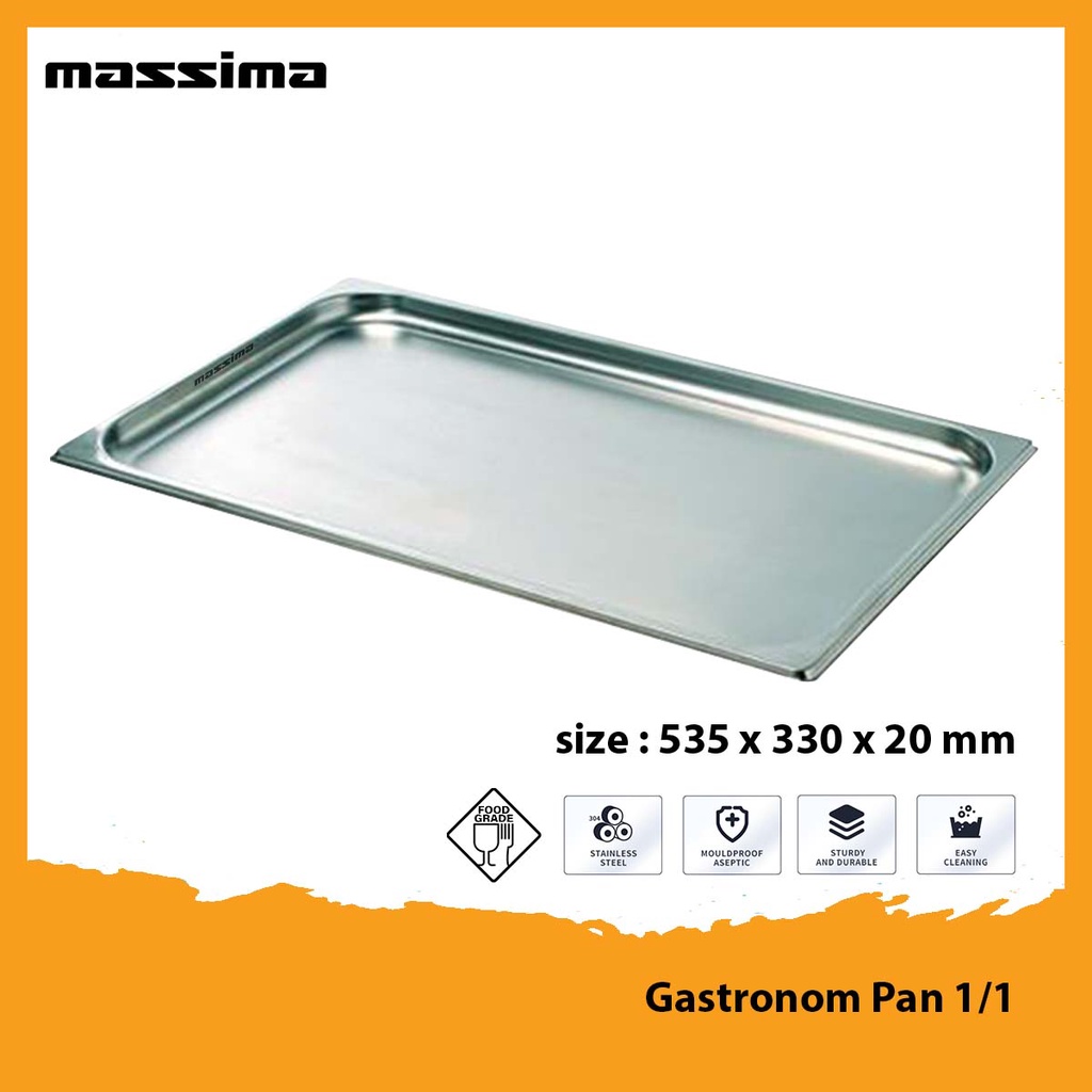 Jual Stainless Steel Gastronom Food Pan GN Pan 1/1 Tinggi 2 Cm 20 Mm ...