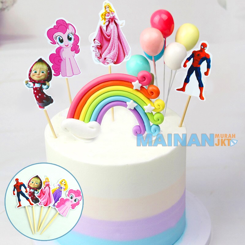 Jual Perlengkapan Pesta Cup Cake Topper Karakter Set Isi Hiasan Kue