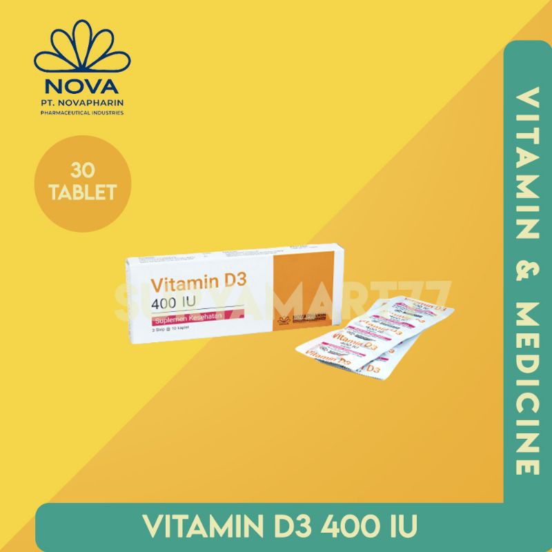 Jual NOVAPHARIN VITAMIN D3 400 IU / VITAMIN D3 400IU 1 BOX ISI 30 ...