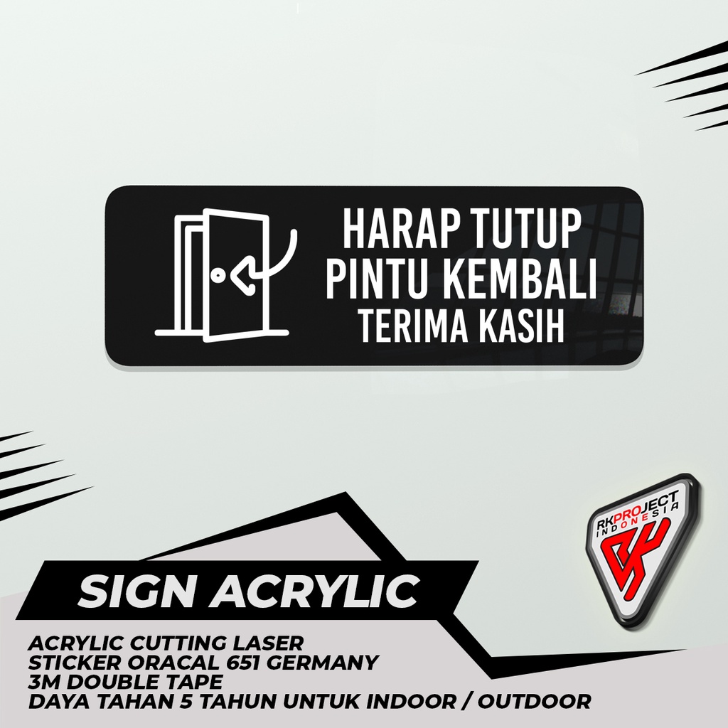 Jual Sign Board Akrilik Harap Tutup Pintu Kembali Shopee Indonesia 8701