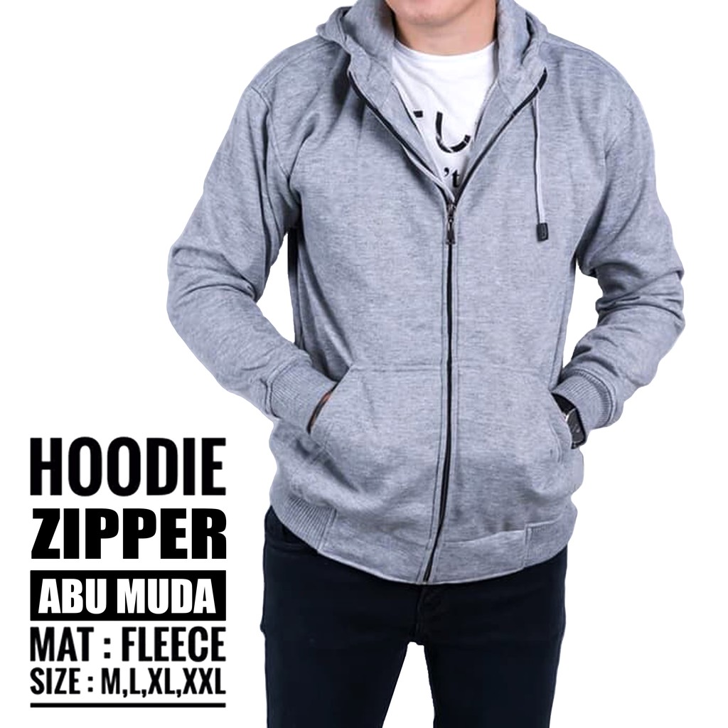 Jaket hoodie abu top abu polos