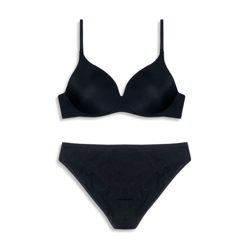 Jual Bra Set Triangle Free Wire Plain Black Shopee Indonesia