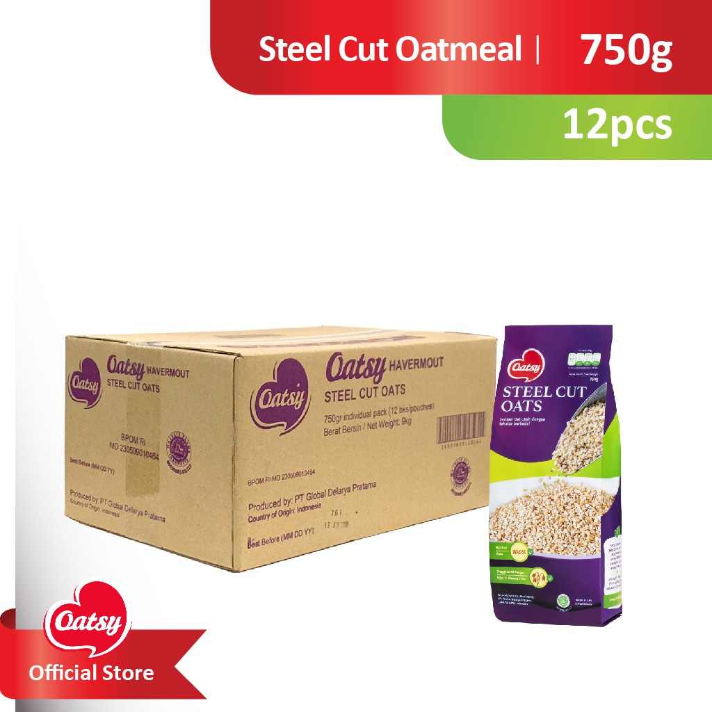 Jual OATSY Steel Cut Oats 750gr - Carton Box (12pcs) | Shopee Indonesia