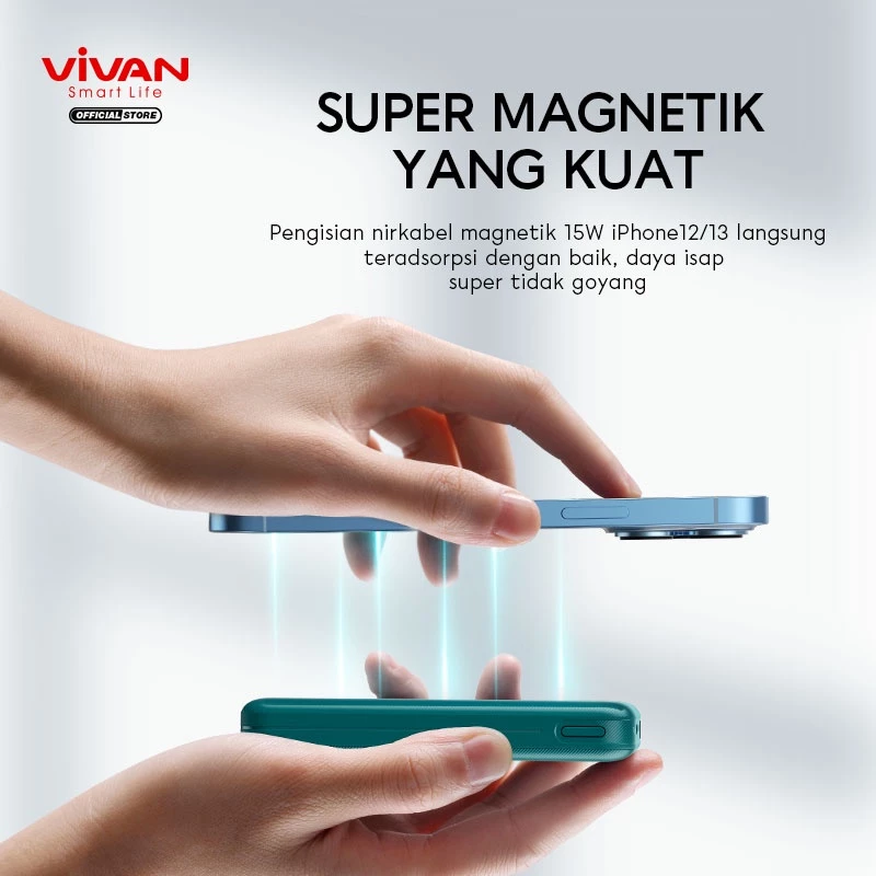 VIVAN MagBank 10000 mAh Wireless 3 Output Fast Charging 20W QC3.0 PD Magnet Powerbank VPB-W12