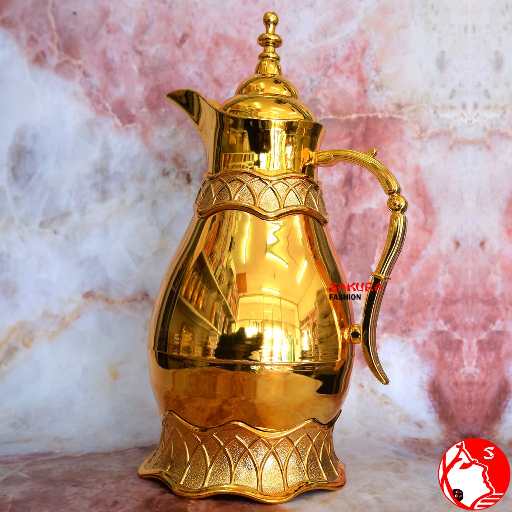 Jual Teko Arab 1 Liter Vacuum Flask gold Termos Arab Air Zamzam