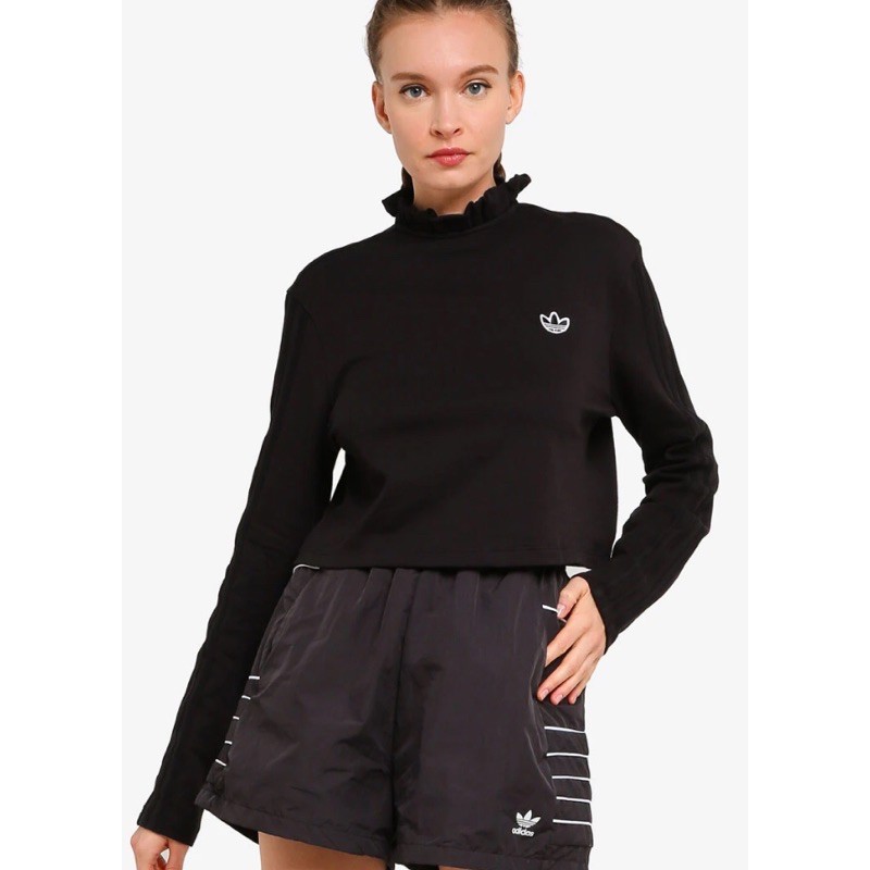 JUAL BAJU WANITA CEWEK CEWE ADIDAS RUFFLE CREW SWEATSHIRT BLACK