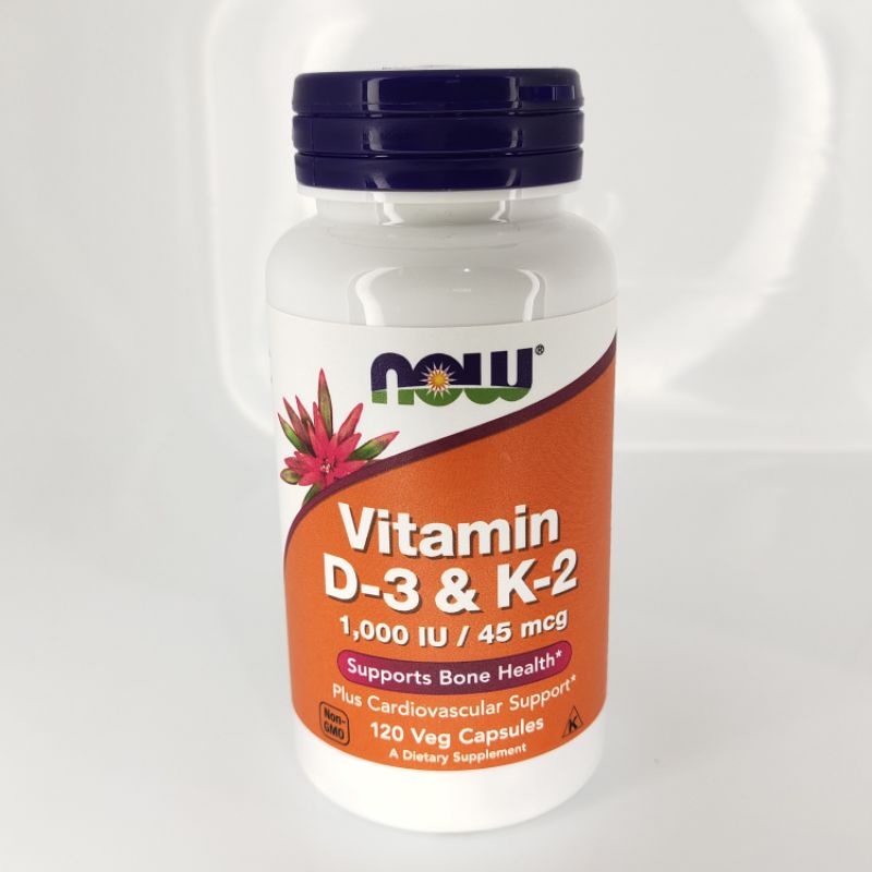 Jual NOW FOODS Vitamin D3+K2 1000IU/45mcg isi 120 capsules (DIJAMIN ORI
