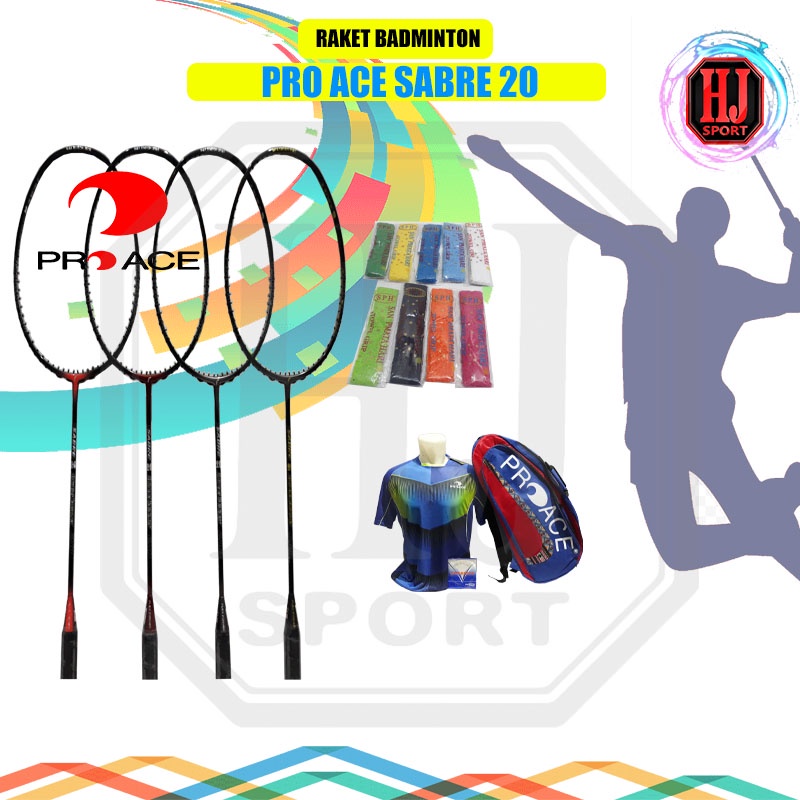 Jual Raket Badminton Original Pro Ace Sabre 20 Bonus Komplit | Shopee ...