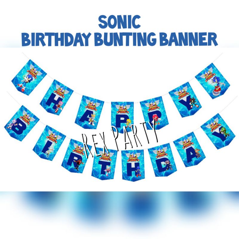 Jual Sonic Birthday Banner/Bunting Sonic/ Banner Sonic/Banner Ultah