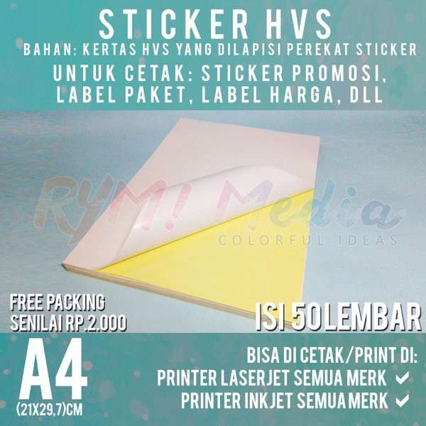 Jual Unik Sticker Hvs A4 Isi 50 Lembar Kertas Stiker Doff Matte A4