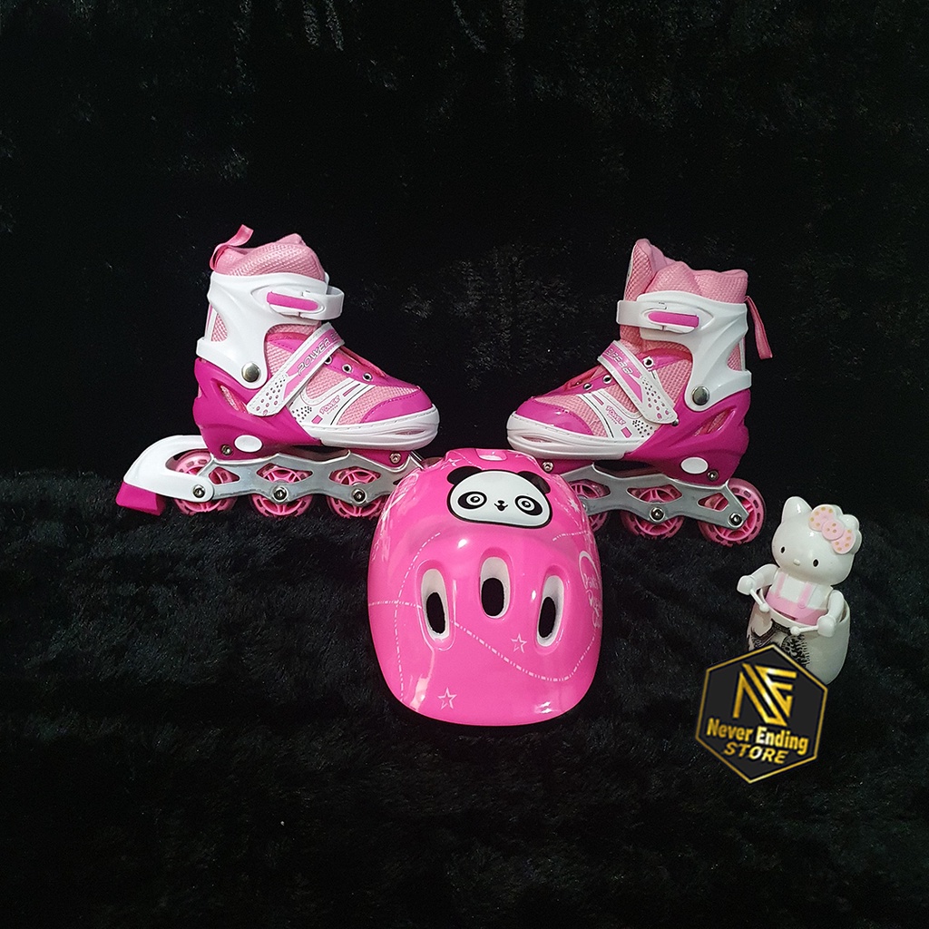 Jual Paket Sepatu Roda Anak Power Inline Skate Dengan Pengaman Helm ...