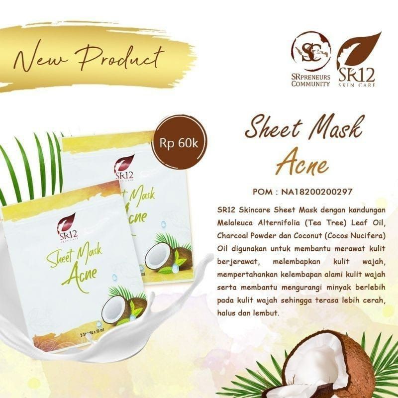 Jual Sheet Mask Acne SR12 Masker Wajah Herbal isi 5 Shopee Indonesia