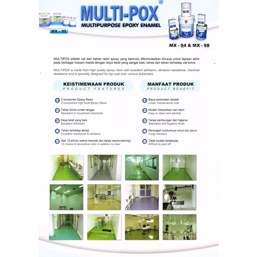 Jual CAT EPOXY PROPAN MULTIPOX MX 99 1 LITER SET | Shopee Indonesia