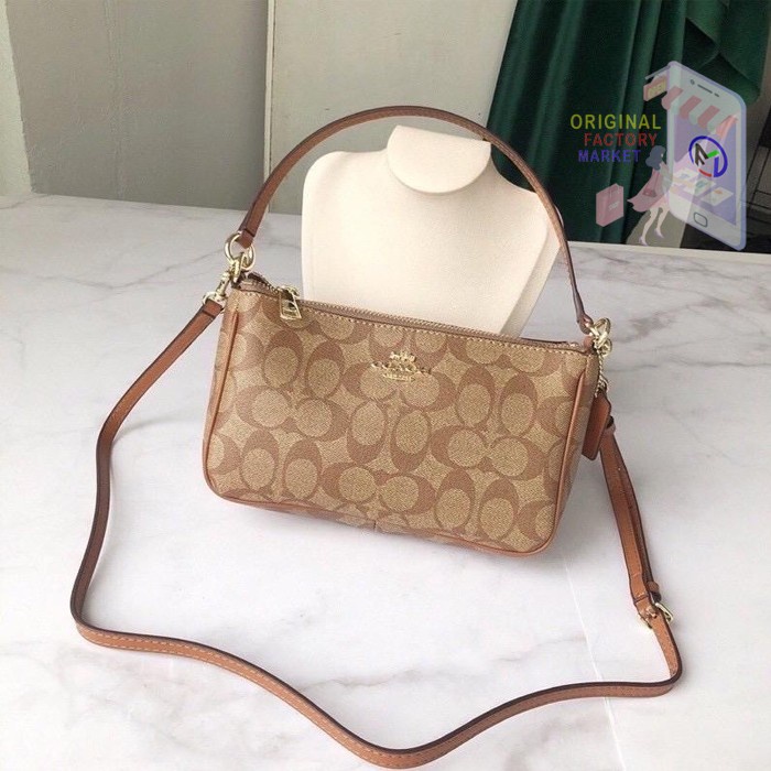 Jual TAS COACH Top Handle Pouch Signature Canvas Khaki ORIGINAL COACH 36674 Shopee Indonesia