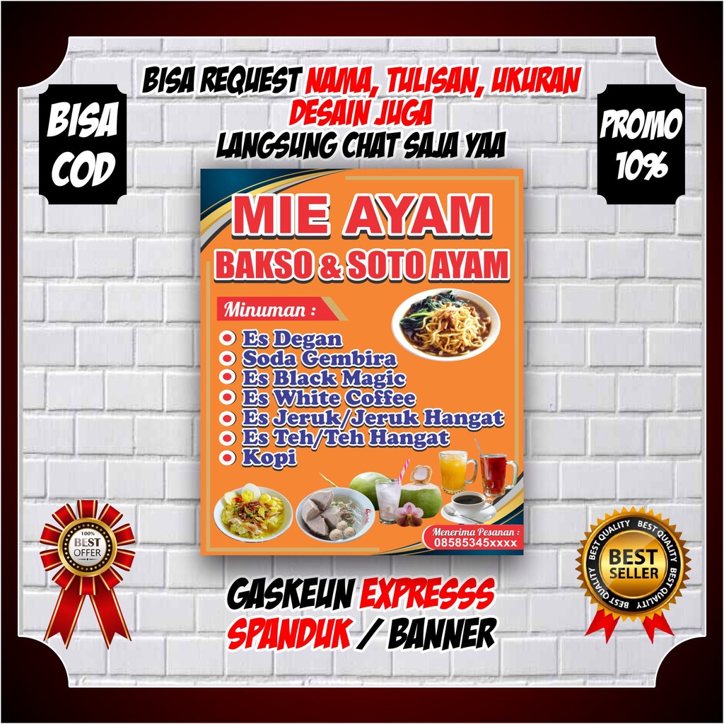 Jual Spanduk Mie Ayam Viral Design Custom Keren Banner Usaha Jualan