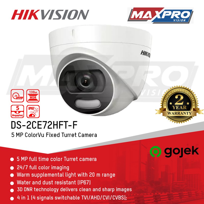 Jual DS-2CE72HFT-F - HIKVISION TURBO CAMERA 5 MP COLORVU TURRET ...