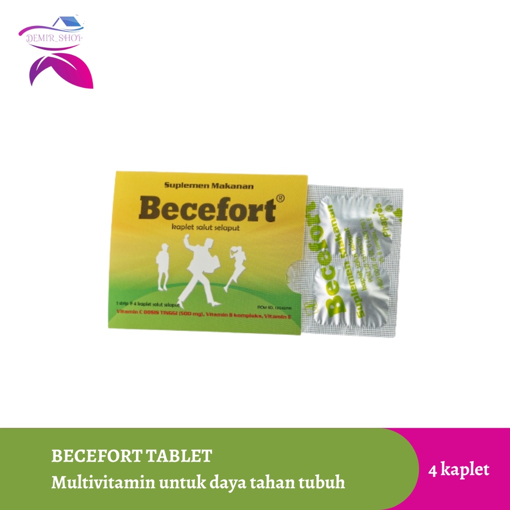 Jual Becefort Strip 4 Tablet Vitamin C 500mg + Vitamin B Dan Vitamin E ...