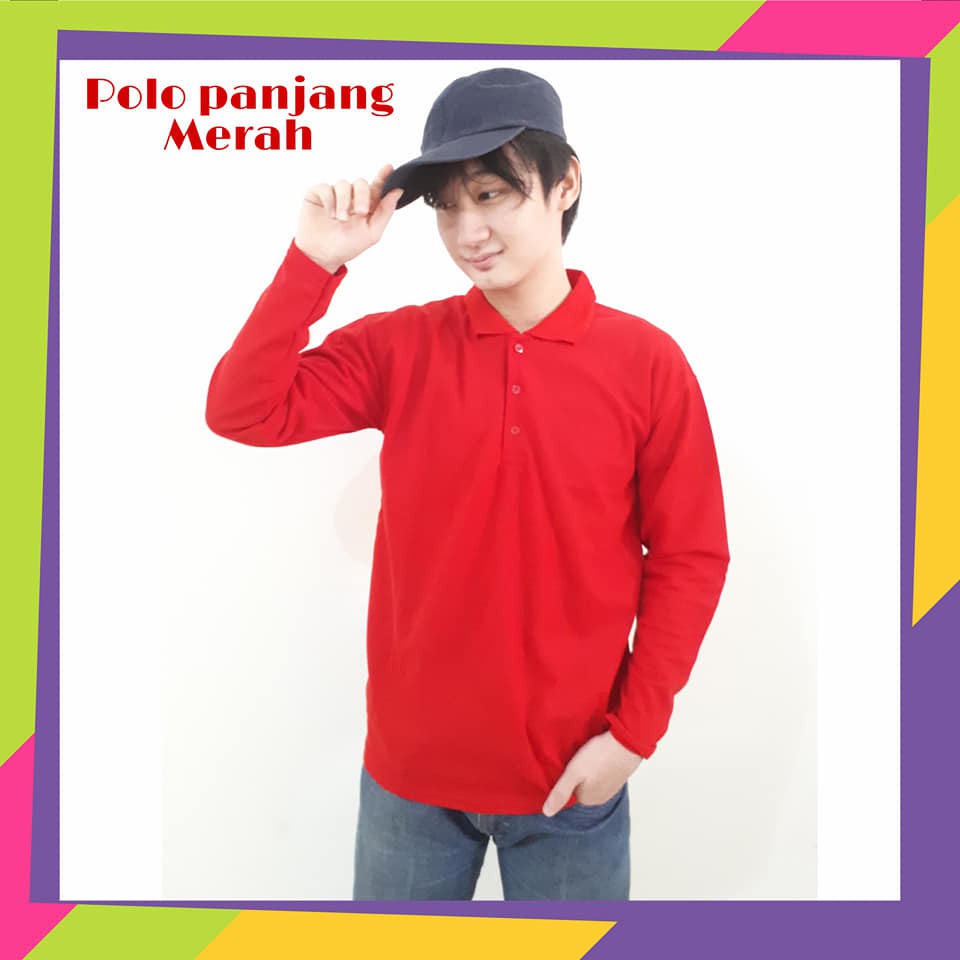 Jual Polo Polos Lengan Panjang - Kaos Kerah Polos Panjang - Polo Lengan ...