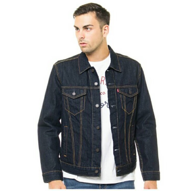 Jaket Jeans Denim Levis Warna Blue Navy Biowash Harga Supplier Kulitas Premium