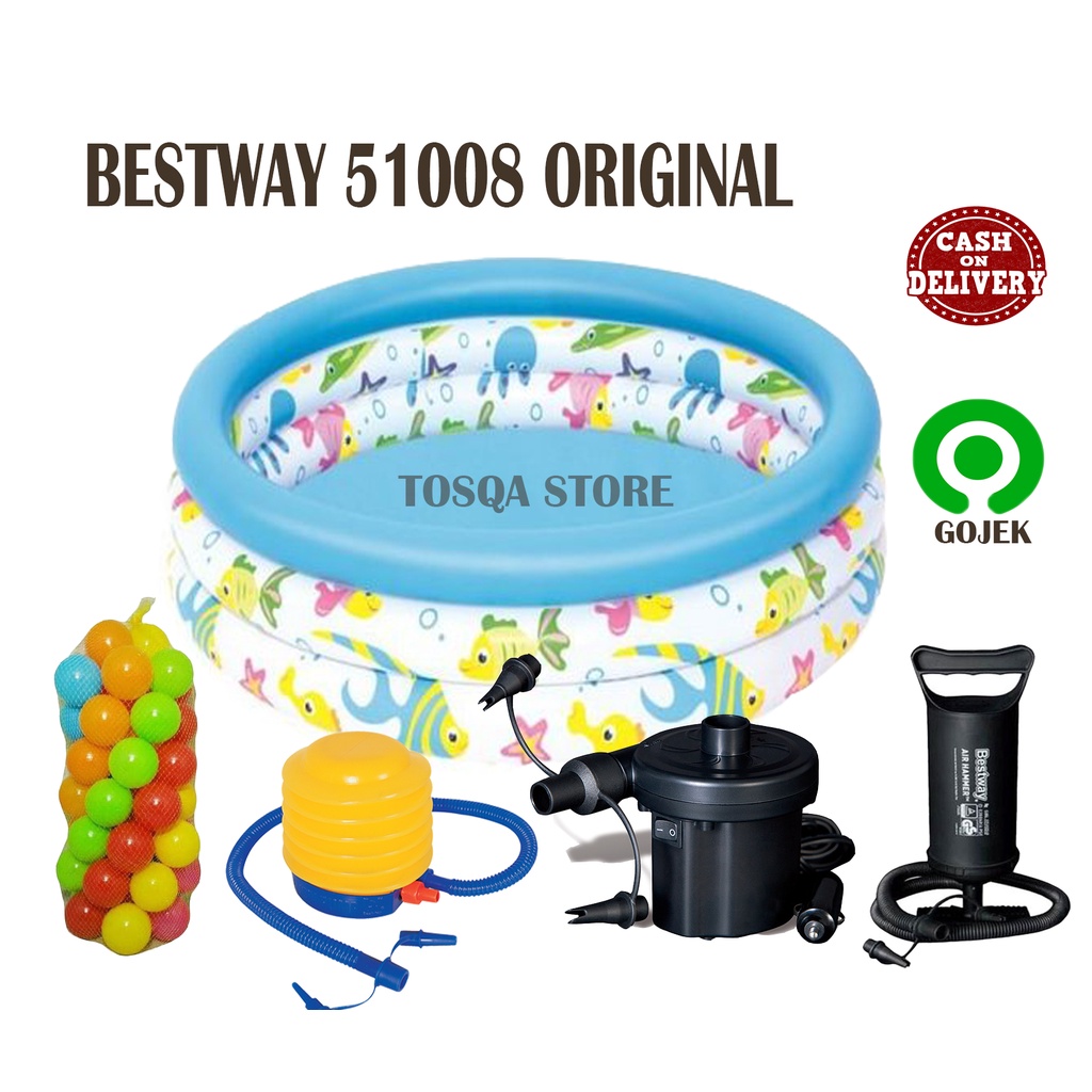 Jual Bestway 51008 Kolam Renang Anak Ocean Life Pool 102 Cm + Pompa ...