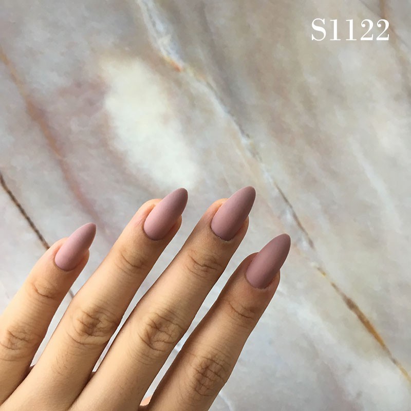 Jual S Matte Mauve Nude Stiletto Fake Nails Kuku Palsu Motif Shopee Indonesia