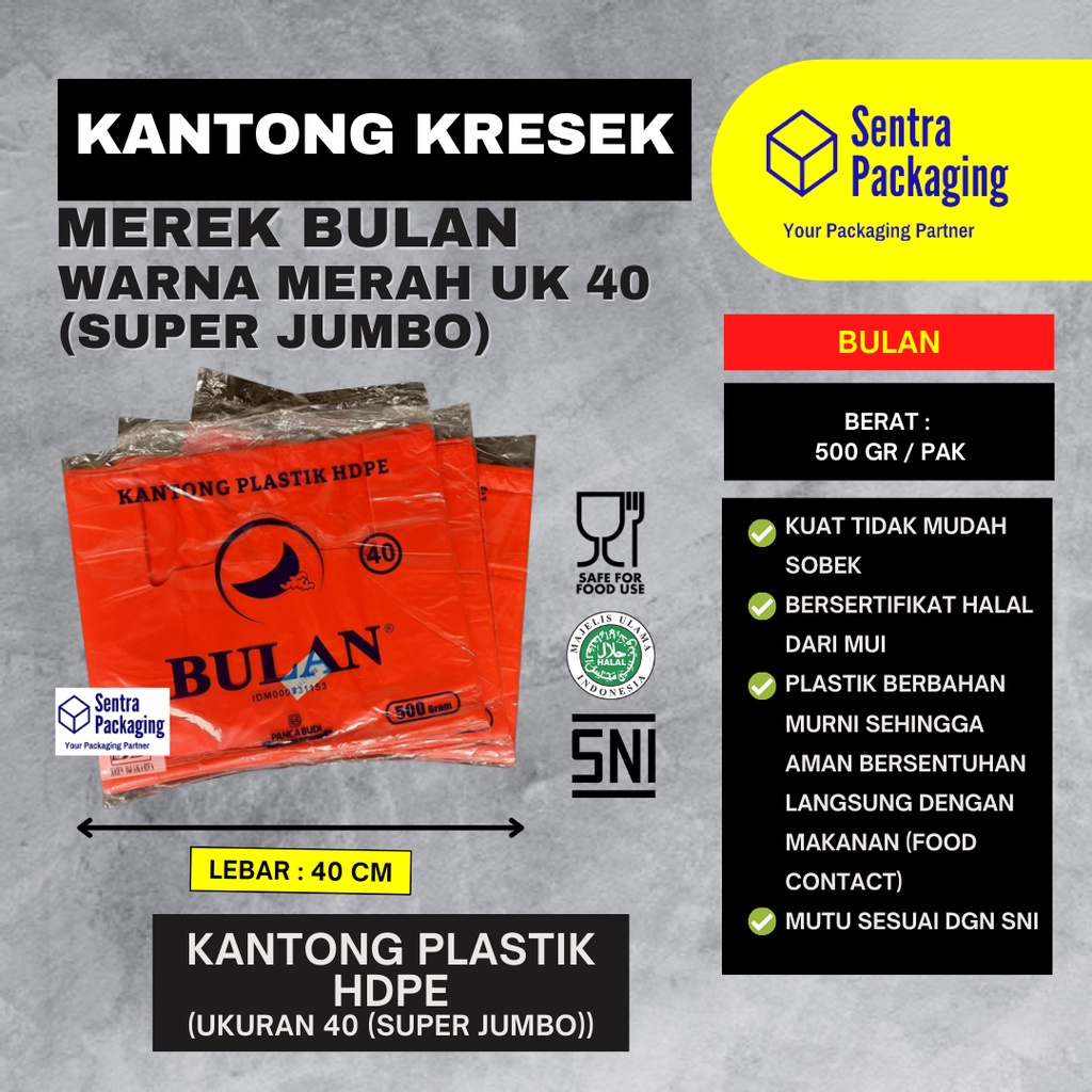 Jual Kantong Plastik Kresek Merah Merek Bulan Ukuran Uk Super Jumbo