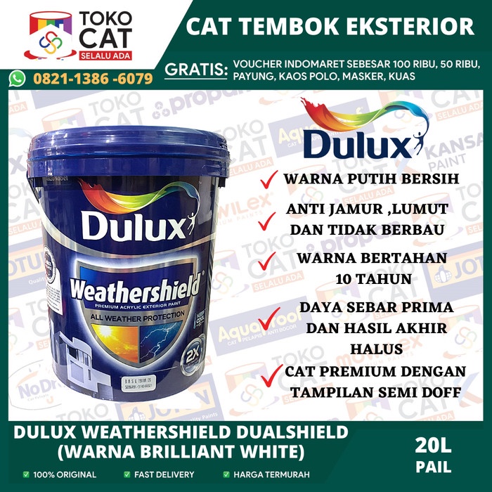 Jual Cat Tembok Eksterior Dulux Weathershield Ds Warna Brilliant White