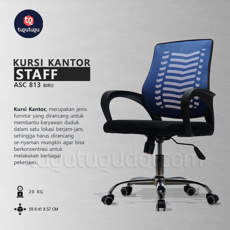 Jual Kursi Kantor Staf ASC 813 Biru | Shopee Indonesia