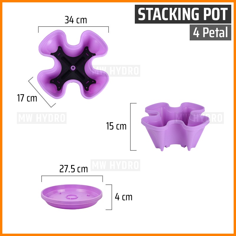 Jual Pot Bunga Susun Bertingkat, Stacking Flower Pot, 4 Petal | Shopee ...